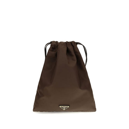 Prada Polyamide Leather Small Crossbody Clutch Handbag - Brown