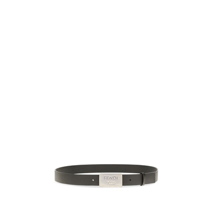 Belt by Fendi for men in bos taurus calf leather black, palladium & signature features a bohemian chic silhouette, showcasing the bohemian chic Bos Taurus Calf Leather Belt design with a sophisticated bohemian chic finish.