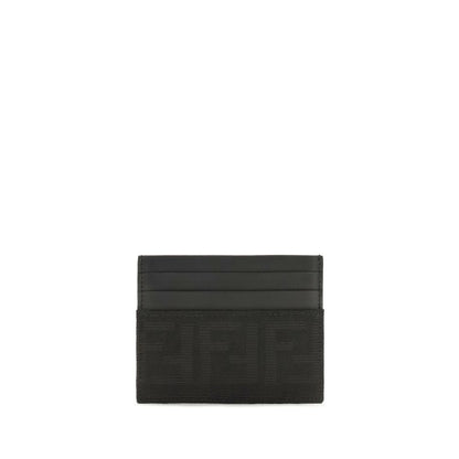 Cardholder Wallet by Fendi for men in polyester cotton & calf leather black, jacquard & signature showcases a discerning silhouette, artfully capturing the essence of Polyester Cotton & Calf Leather Cardholder Wallet with its functional card-organization compact-design.