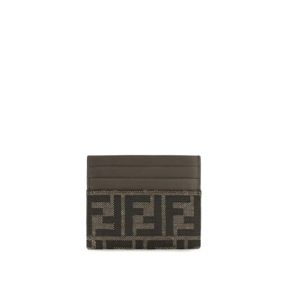 Cardholder Wallet by Fendi for men in polyester cotton & calf leather brown, jacquard & signature features a sleek silhouette, showcasing the sleek Polyester Cotton & Calf Leather Cardholder Wallet design with sophisticated card-organization compact-design for a premium look.