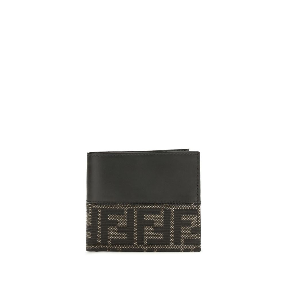 Cardholder Wallet by Fendi for men in bos taurus calf leather brown & jacquard presents a streamlined silhouette, showcasing the sophisticated design of the Bos Taurus Calf Leather Cardholder Wallet collection with functional card-organization bifold.