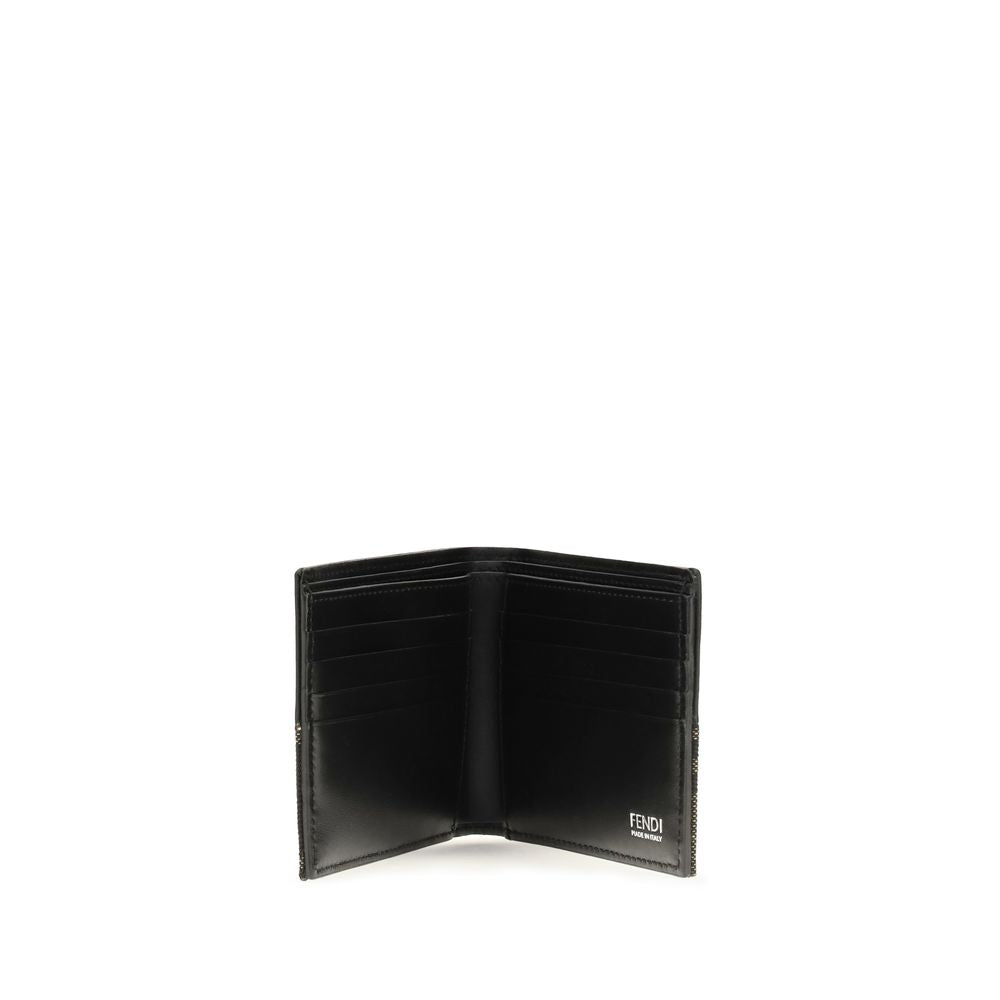Cardholder Wallet by Fendi for men in bos taurus calf leather brown & jacquard showcases a discerning silhouette, artfully capturing the essence of Bos Taurus Calf Leather Cardholder Wallet with its functional card-organization bifold.