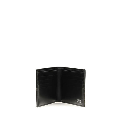 Cardholder Wallet by Fendi for men in bos taurus calf leather brown & jacquard showcases a discerning silhouette, artfully capturing the essence of Bos Taurus Calf Leather Cardholder Wallet with its functional card-organization bifold.