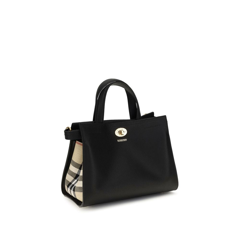 Mini Handbag by Burberry for women in polyester cotton & calf leather beige, black, sand & signature features an refined silhouette, showcasing a secure , ample , and versatile handle for a sophisticated refined aesthetic.