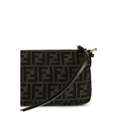 Shoulder Bag by Fendi for women in cotton polyester & calfskin leather brown, jacquard & monogram features a distinguished silhouette, showcasing a secure zipper and distinguished with versatile shoulder-strap, adjustable-strap & handle for a distinguished finish.