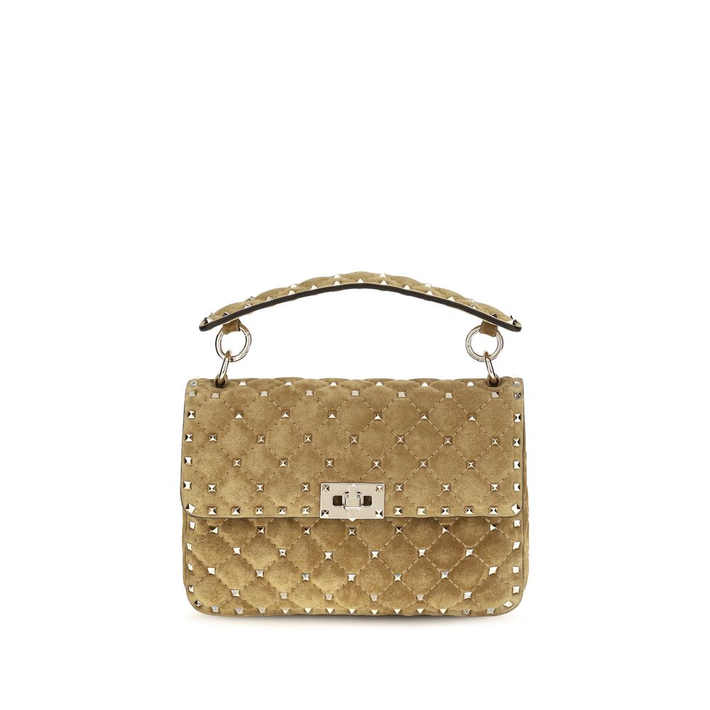 Medium Quilted Shoulder Bag by Valentino Garavani for women in bos taurus calf suede leather beige, patterned & signature features a effortless chic silhouette with a secure , ample single-compartment, and versatile shoulder-strap & handle for a effortless chic finish.