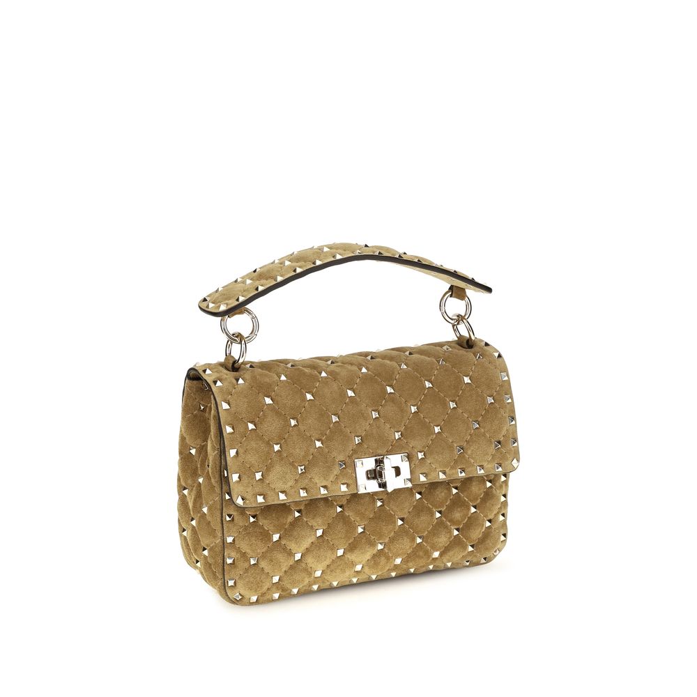 Medium Quilted Shoulder Bag by Valentino Garavani for women in bos taurus calf suede leather beige, patterned & signature features a distinguished silhouette, showcasing a secure and distinguished single-compartment with versatile shoulder-strap & handle for a distinguished finish.