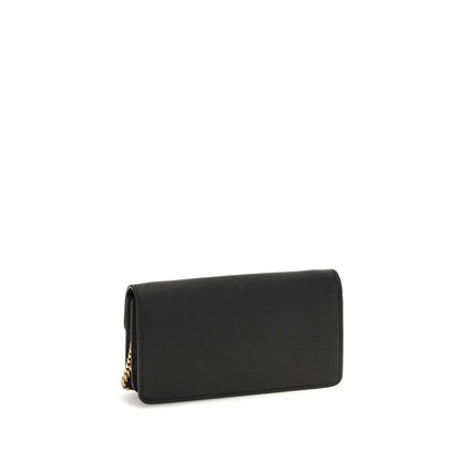 Cardholder Wallet by Valentino Garavani for women in bos taurus calfskin nappa leather black & signature presents a streamlined silhouette, showcasing the sophisticated design of the V Logo Bos Taurus Calfskin Nappa Leather Cardholder Wallet collection with functional card-organization chain.