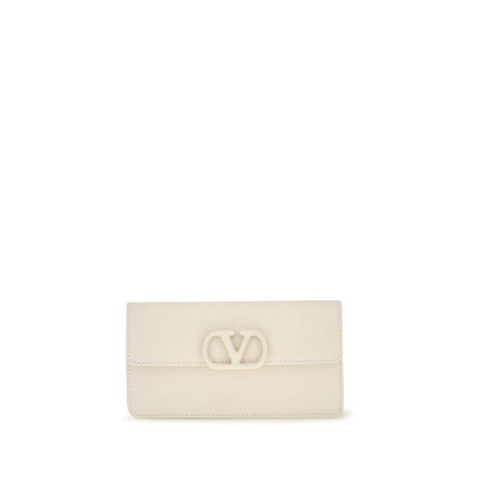 Cardholder Wallet by Valentino Garavani for women in bos taurus calfskin nappa leather white & signature showcases a distinguished silhouette, artfully capturing the essence of the distinguished V Logo Bos Taurus Calfskin Nappa Leather Cardholder Wallet design with functional card-organization chain.