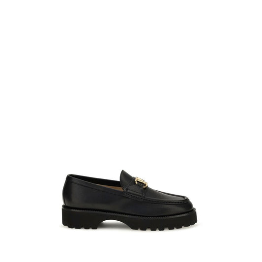 Platform Loafer Shoes by Valentino Garavani for women in bos taurus calf leather black & signature showcases a timeless silhouette from the V Logo Women's Bos Taurus Calf Leather Platform Loafer Shoes collection, featuring a timeless platform and for a timeless finish.