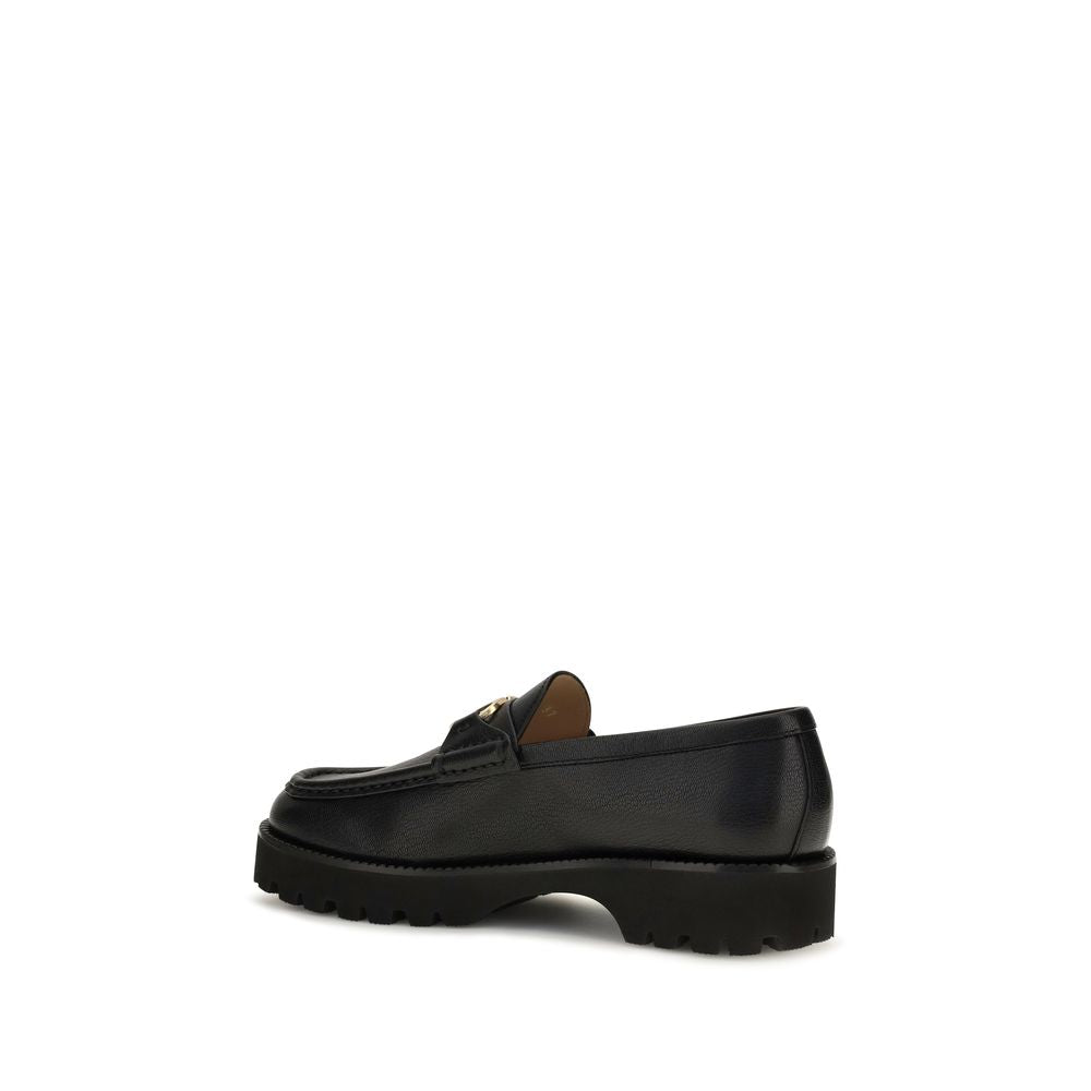 Platform Loafer Shoes by Valentino Garavani for women in bos taurus calf leather black & signature features an ergonomic silhouette, perfectly showcasing V Logo Women's Bos Taurus Calf Leather Platform Loafer Shoes with its distinct platform and elegant .