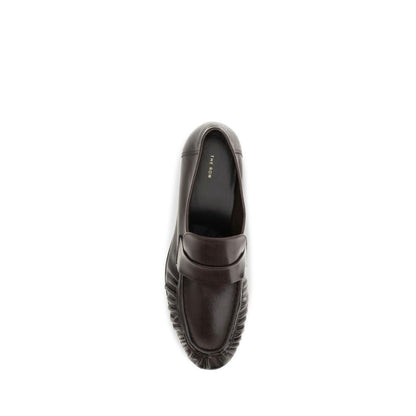 The Row Brown Calf Leather Bos Taurus Slip-On Loafers
