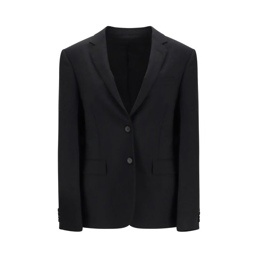 Blazer by Fendi for women in mohair wool & canvas black showcases a discerning silhouette, elegantly detailed with a sophisticated and premium for a truly discerning finish.