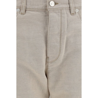 Jeans by Fendi for women in organic denim cotton & linen beige, silver & print presents a tailored silhouette, showcasing a tailored regular-fit and long cut with a refined for a truly tailored aesthetic.
