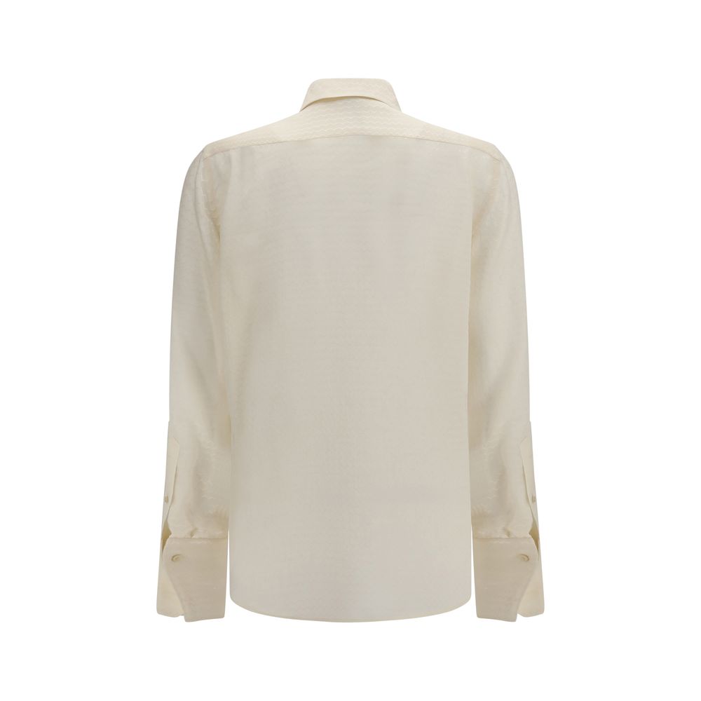 Shirt by Fendi for women in silk beige, pearl, patterned, chevron & jacquard showcases a sublime silhouette, artfully detailed with a sublime and for a sophisticated, sublime finish.