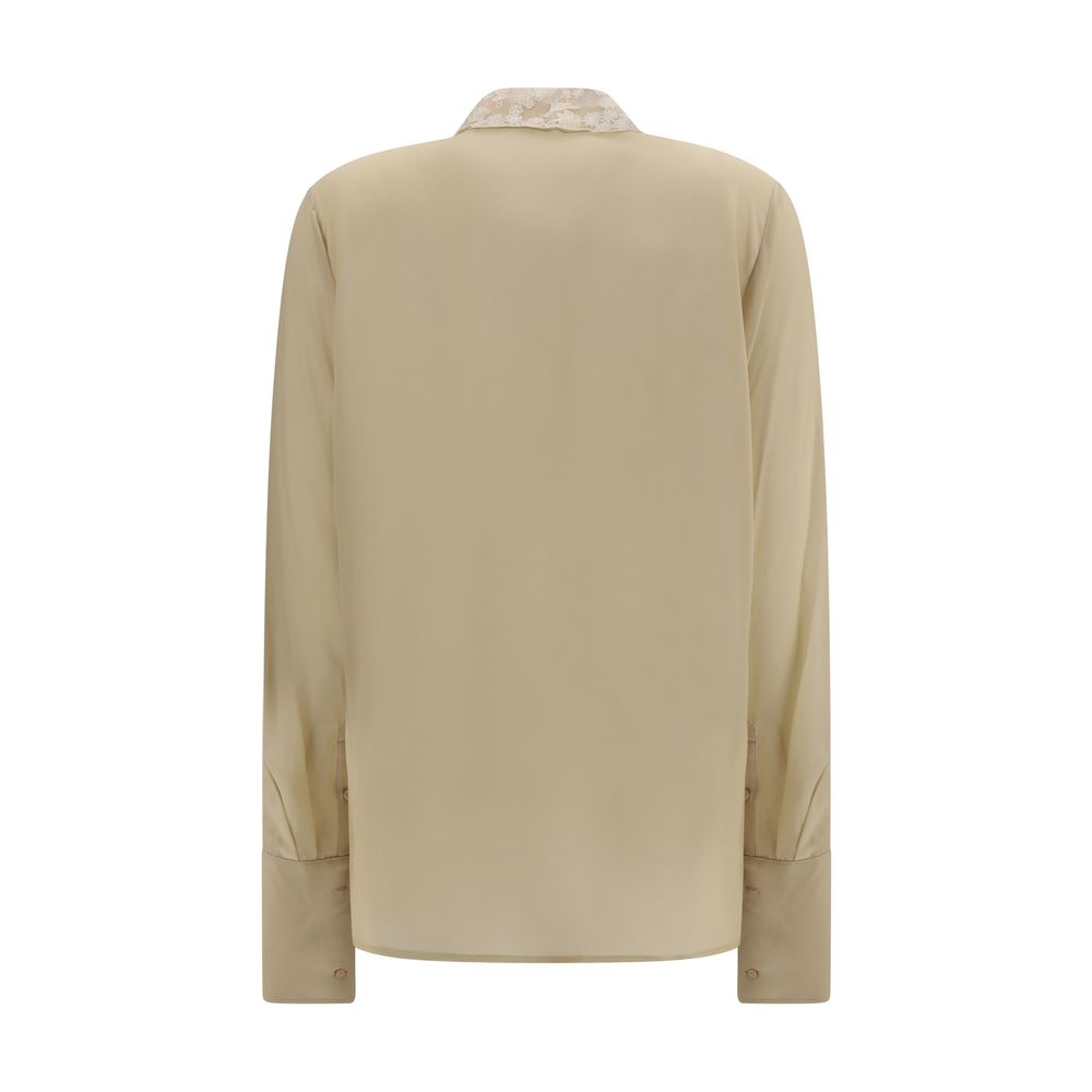 Dress Shirt by Fendi for women in silk beige features an architectural silhouette with a refined and elegant for a architectural look.