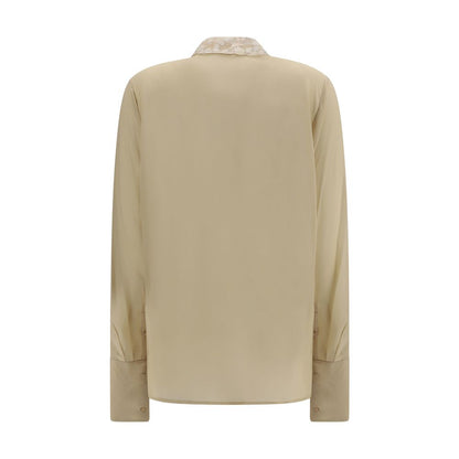 Dress Shirt by Fendi for women in silk beige features an architectural silhouette with a refined and elegant for a architectural look.