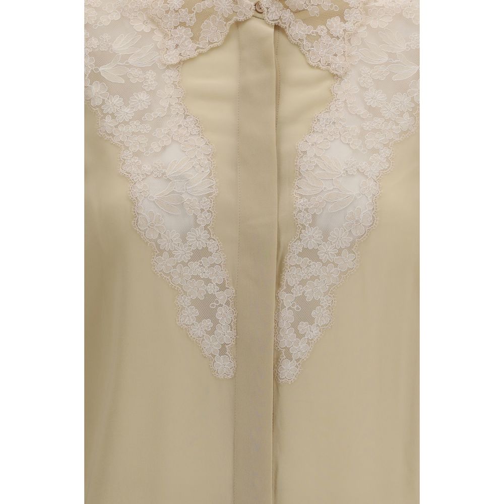 Dress Shirt by Fendi for women in beige features an polished silhouette, showcasing a sophisticated and detail for a truly polished finish.