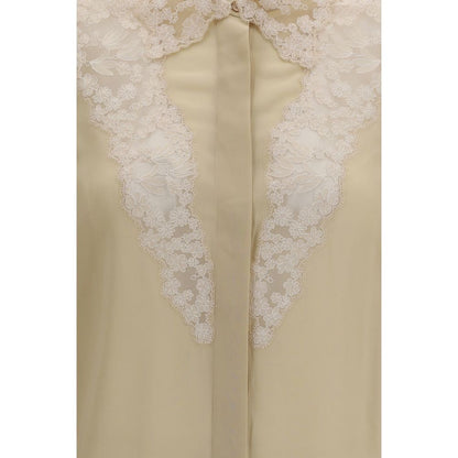 Dress Shirt by Fendi for women in beige features an polished silhouette, showcasing a sophisticated and detail for a truly polished finish.