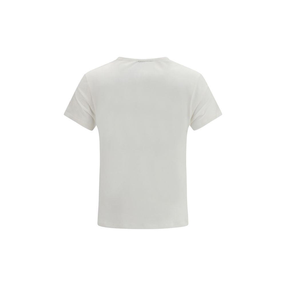 T-Shirt by Fendi for women in organic cotton white & print showcases a fashionable silhouette, elegantly detailed with a fashionable and v-neck neckline for a sophisticated, high-fashion look.