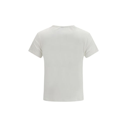 T-Shirt by Fendi for women in organic cotton white & print showcases a fashionable silhouette, elegantly detailed with a fashionable and v-neck neckline for a sophisticated, high-fashion look.