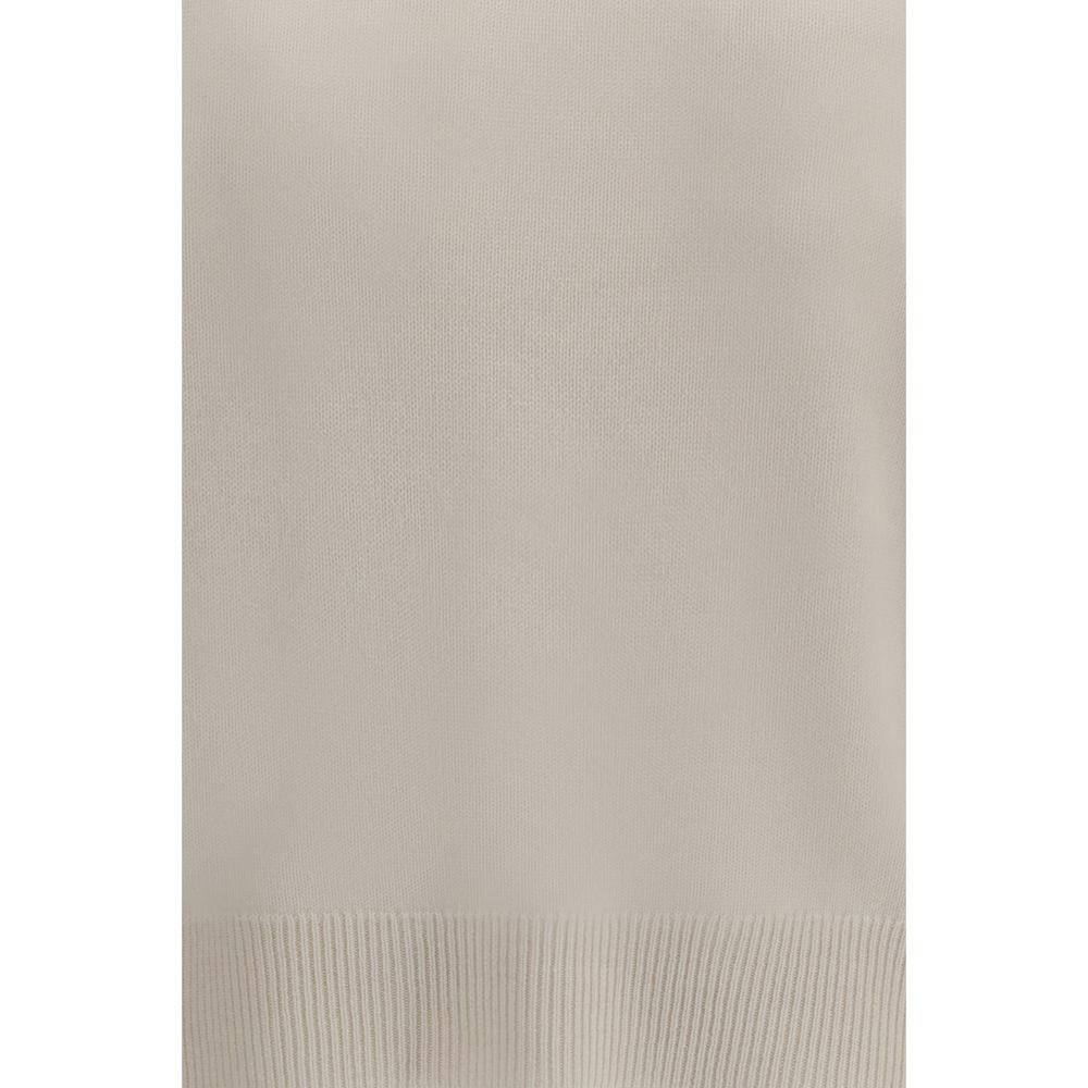 Sweater by Brunello Cucinelli for women in cashmere & capra leather white features an polished silhouette, showcasing refined and a sophisticated for a truly polished finish.