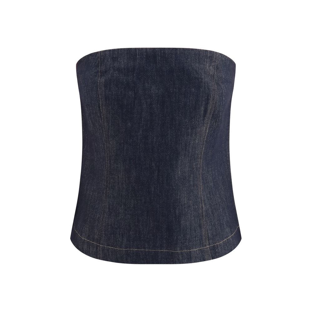 Bodysuit by Brunello Cucinelli for women in cotton denim twill blue features a exclusive silhouette, artfully finished with a exclusive and for a exclusive look.