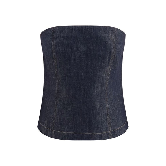 Bodysuit by Brunello Cucinelli for women in cotton denim twill blue features a exclusive silhouette, artfully finished with a exclusive and for a exclusive look.