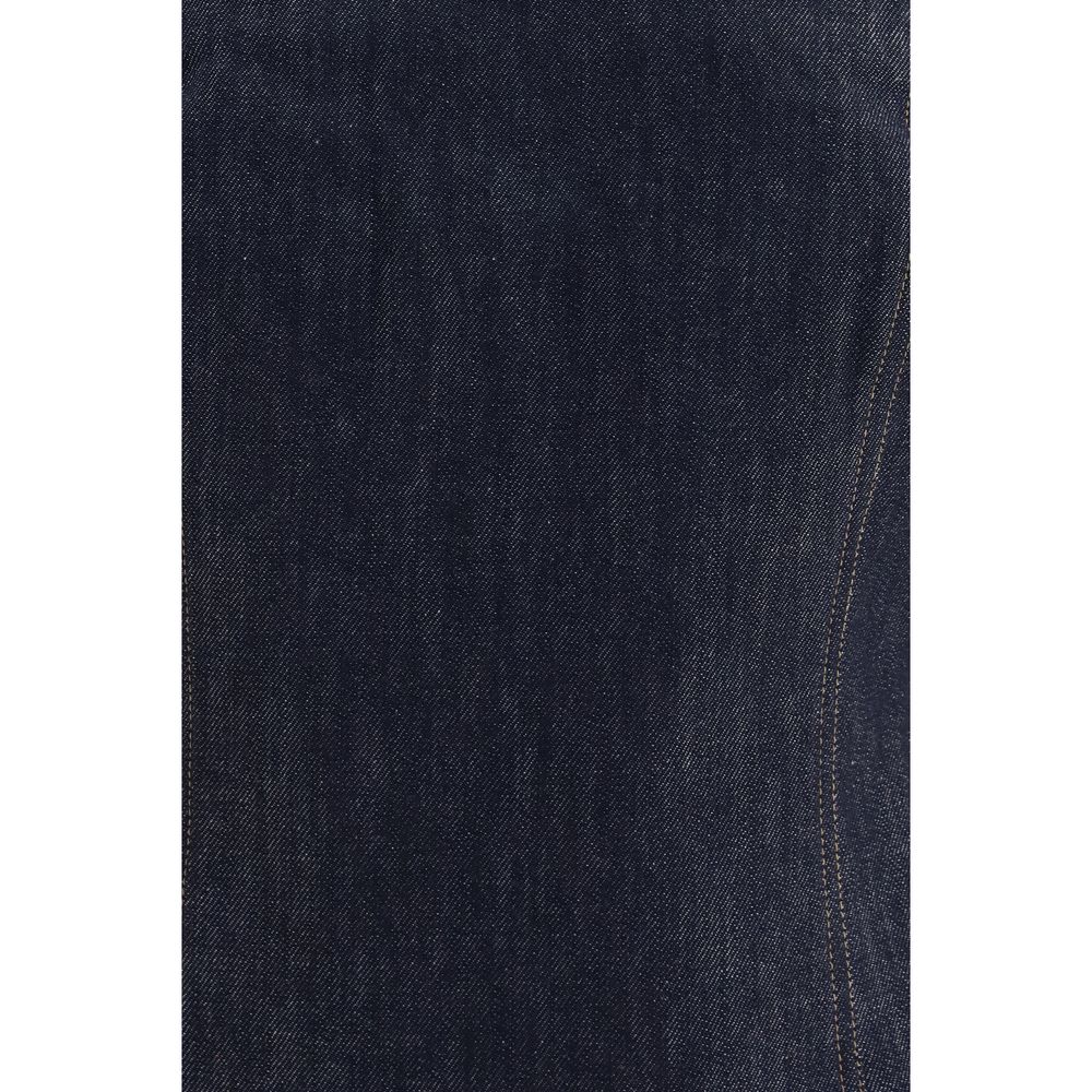 Bodysuit by Brunello Cucinelli for women in cotton denim twill blue showcases a flawless silhouette, elegantly defined by a refined and for a flawless and polished finish.