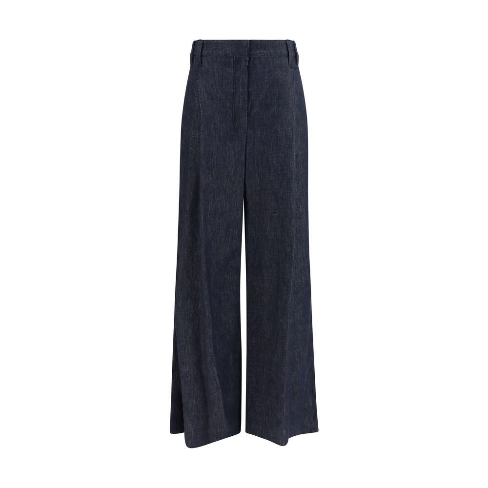 Jeans by Brunello Cucinelli for women in denim cotton twill blue & signature presents a refined pantology silhouette, artfully defined by a refined pantology regular-fit & wide, long, and a sophisticated .