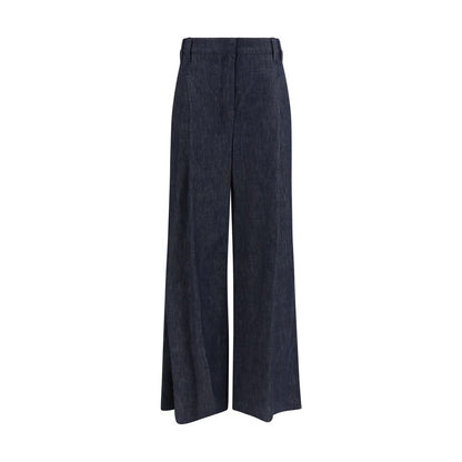 Jeans by Brunello Cucinelli for women in denim cotton twill blue & signature presents a refined pantology silhouette, artfully defined by a refined pantology regular-fit & wide, long, and a sophisticated .