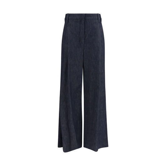 Jeans by Brunello Cucinelli for women in denim cotton twill blue & signature presents a refined pantology silhouette, artfully defined by a refined pantology regular-fit & wide, long, and a sophisticated .