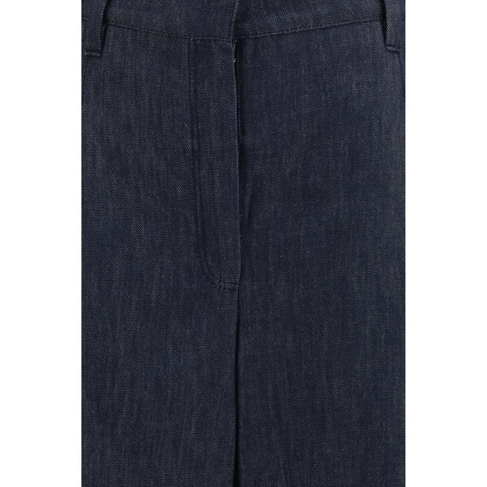 Jeans by Brunello Cucinelli for women in denim cotton twill blue & signature features an refined tailoring silhouette, showcasing a premium regular-fit & wide with a and long cut for a refined tailoring look.