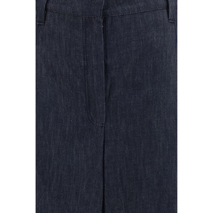 Jeans by Brunello Cucinelli for women in denim cotton twill blue & signature features an refined tailoring silhouette, showcasing a premium regular-fit & wide with a and long cut for a refined tailoring look.