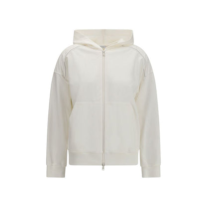 Sweatshirt Hoodie by Brunello Cucinelli for women in stretch cotton white & signature features a authentic silhouette, showcasing a sophisticated hooded neckline and authentic detail for a refined finish.