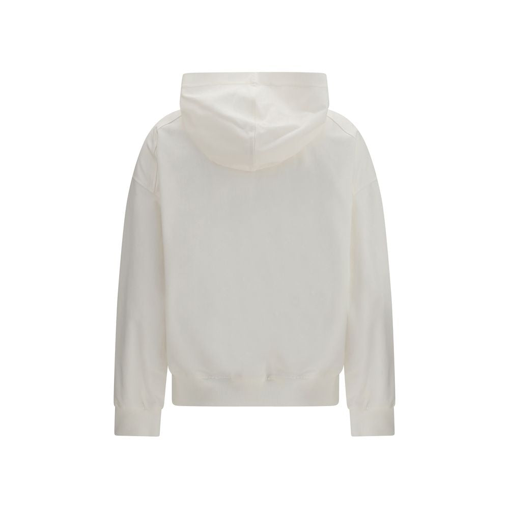 Sweatshirt Hoodie by Brunello Cucinelli for women in stretch cotton white & signature features an luminous silhouette, showcasing a sophisticated hooded neckline and for a truly luminous look.