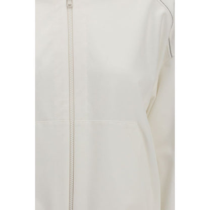 Sweatshirt Hoodie by Brunello Cucinelli for women in stretch cotton white & signature features an dramatic silhouette, showcasing a sophisticated and dramatic for a refined, modern aesthetic.