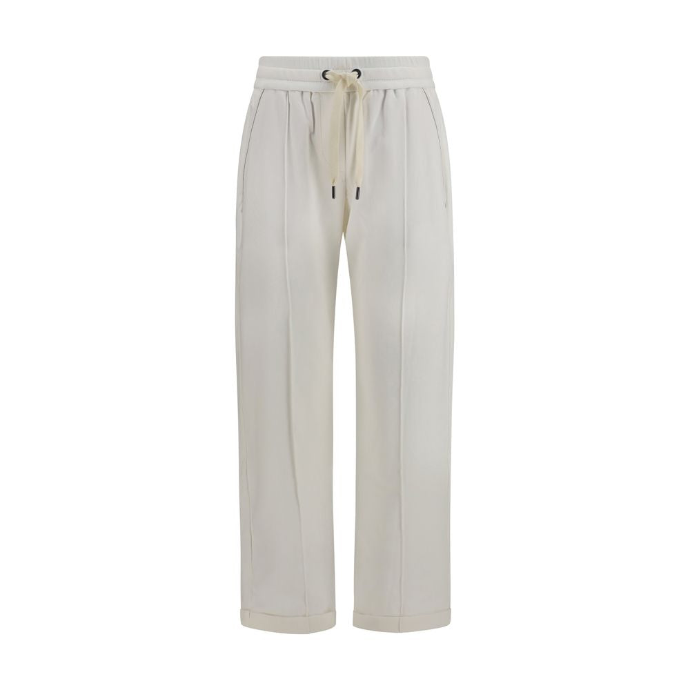 Activewear Pants by Brunello Cucinelli for women in cotton white & signature features an sporty athletic, relaxed-fit & regular-fit with a long and , expertly finished with for an sporty performance aesthetic.