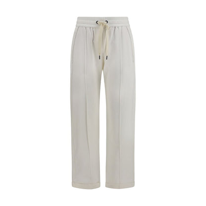 Activewear Pants by Brunello Cucinelli for women in cotton white & signature features an sporty athletic, relaxed-fit & regular-fit with a long and , expertly finished with for an sporty performance aesthetic.
