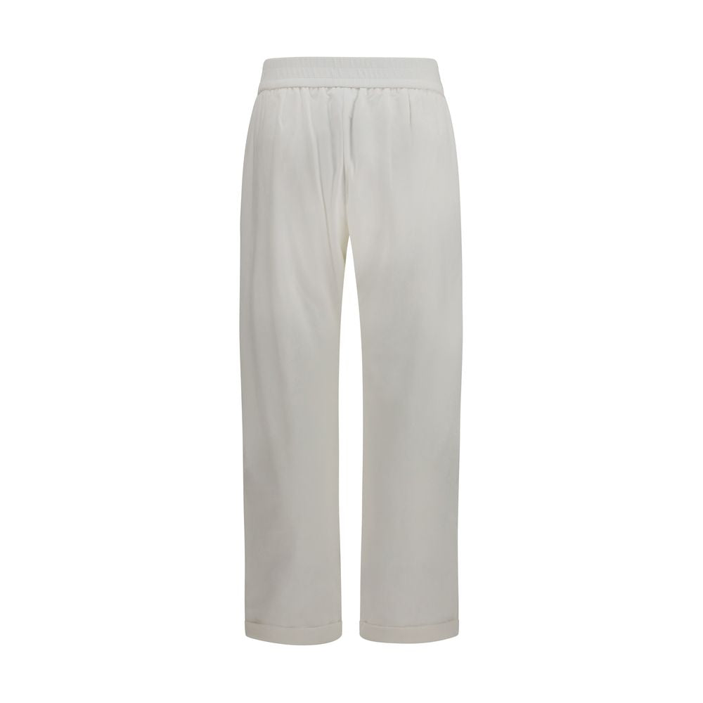 Activewear Pants by Brunello Cucinelli for women in cotton white & signature features an contemporary athletic, relaxed-fit & regular-fit with a long and , showcasing for a contemporary finish.