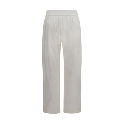 Activewear Pants by Brunello Cucinelli for women in cotton white & signature features an contemporary athletic, relaxed-fit & regular-fit with a long and , showcasing for a contemporary finish.