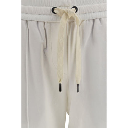 Activewear Pants by Brunello Cucinelli for women in cotton white & signature features an dynamic athletic, relaxed-fit & regular-fit with a long and , expertly finished with functional for a dynamic silhouette.