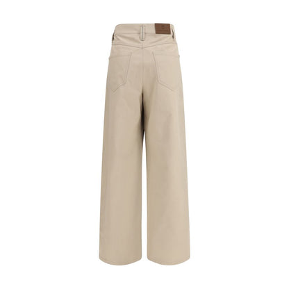 Casual Pants by Brunello Cucinelli for women in cotton beige features an sartorial regular-fit and long with a cut for a sartorial finish.