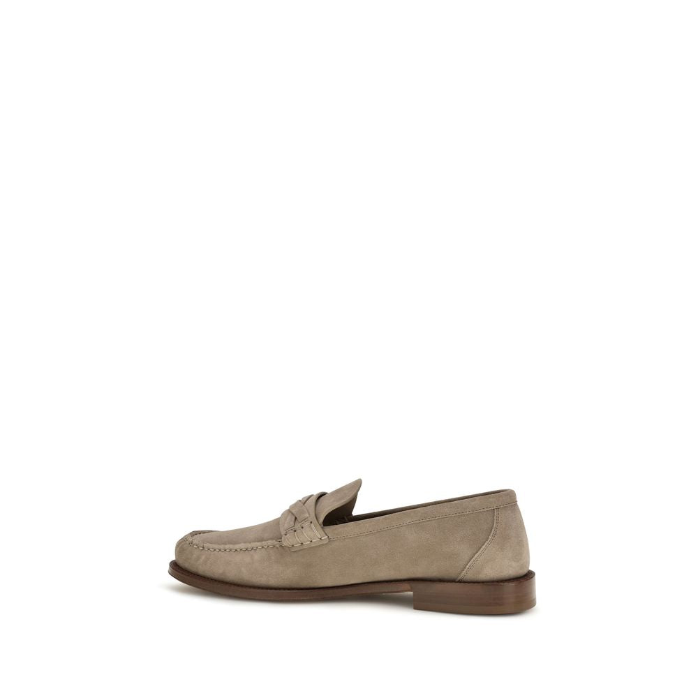 Loafer Slip-On Strap Shoes by Brunello Cucinelli for men in suede leather & rubber beige showcases a resplendent Men's Suede Leather & Rubber Loafer Slip-On Strap Shoes aesthetic, defined by its resplendent and elegant .