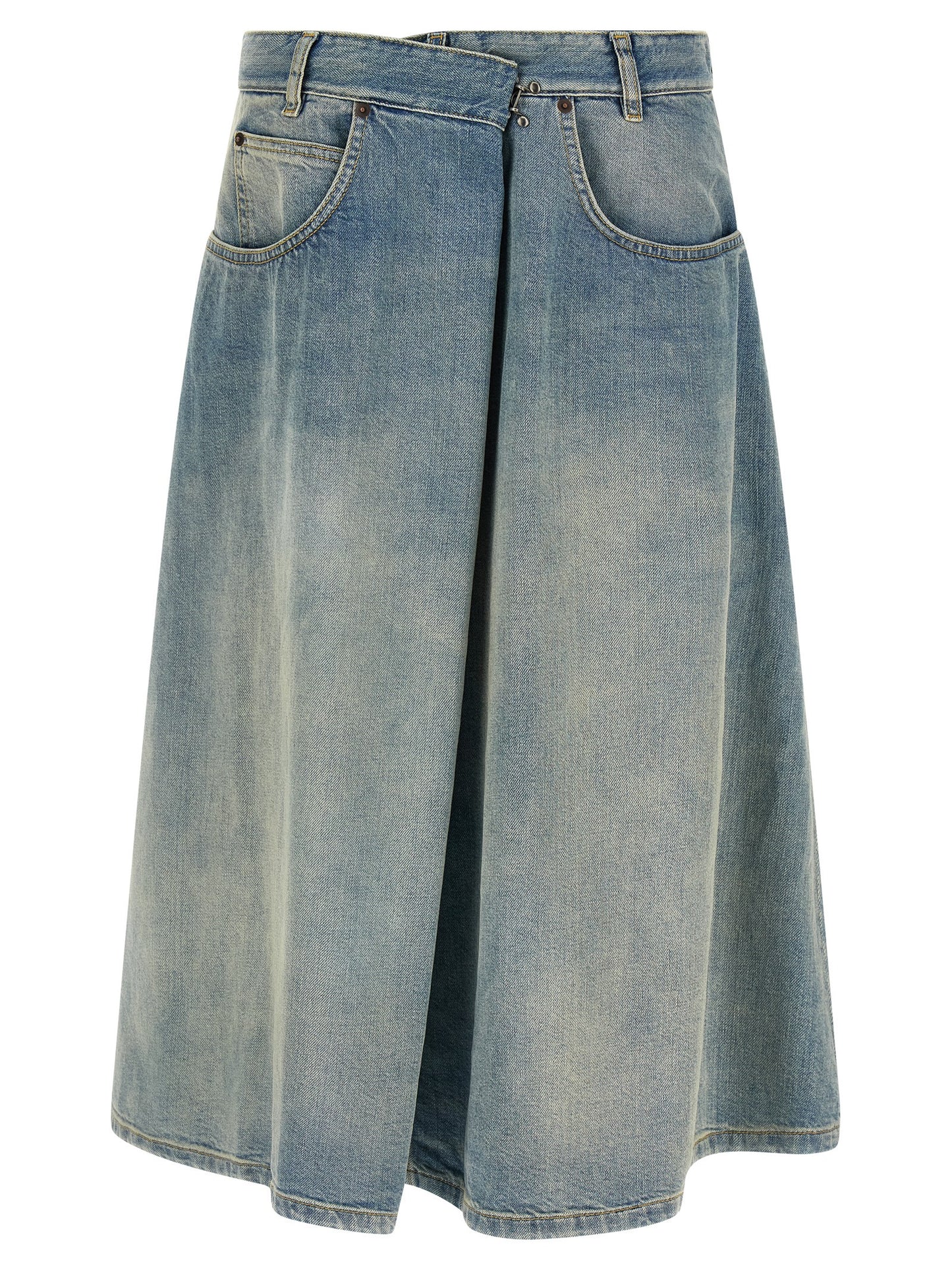 Maison Margiela Four Stitches Women's Denim Cotton Skirt - Light Blue