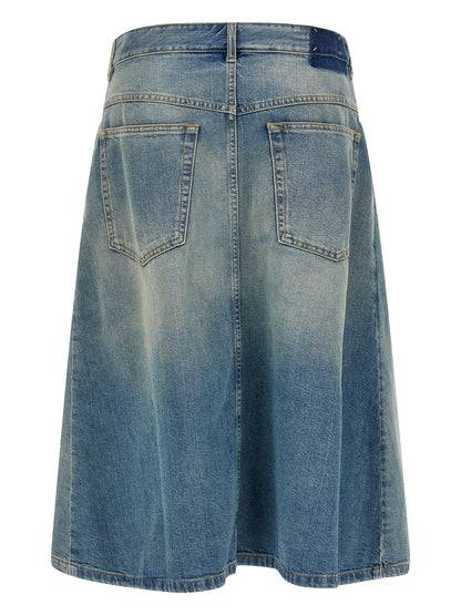 Maison Margiela Four Stitches Women's Denim Cotton Skirt - Light Blue