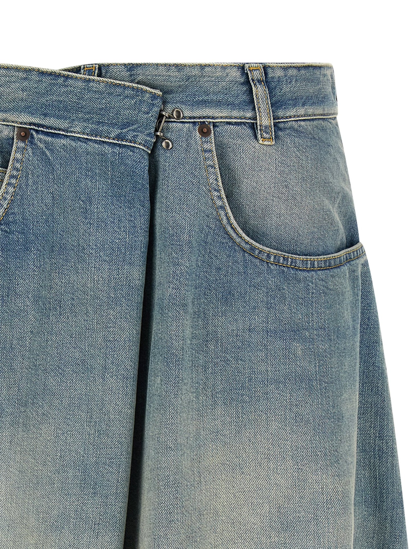 Maison Margiela Four Stitches Women's Denim Cotton Skirt - Light Blue