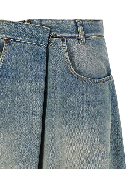 Maison Margiela Four Stitches Women's Denim Cotton Skirt - Light Blue