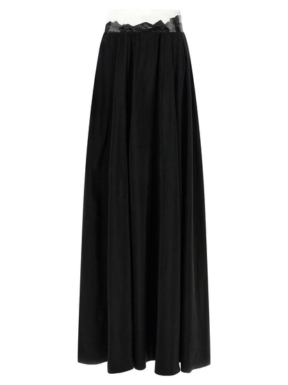 Maison Margiela Four Stitches Ribbon Women's Flared Cupro & Copper Skirt - Black Copper Transparent Signature