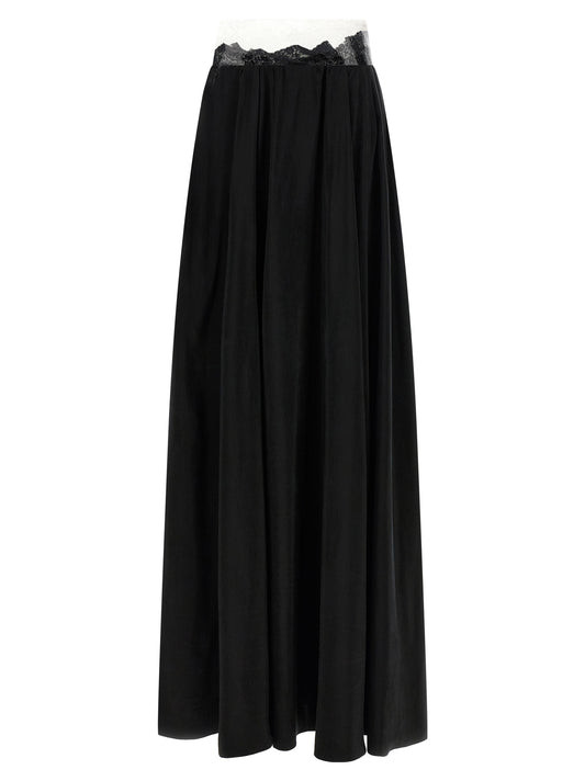Maison Margiela Four Stitches Ribbon Women's Flared Cupro & Copper Skirt - Black Copper Transparent Signature